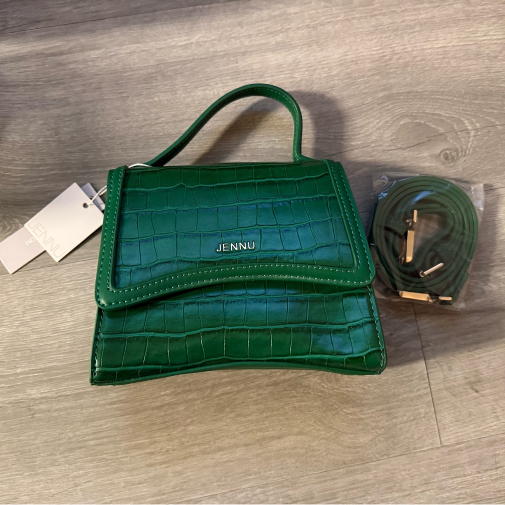 Jenni Emerald Croc-Pattern Clutch